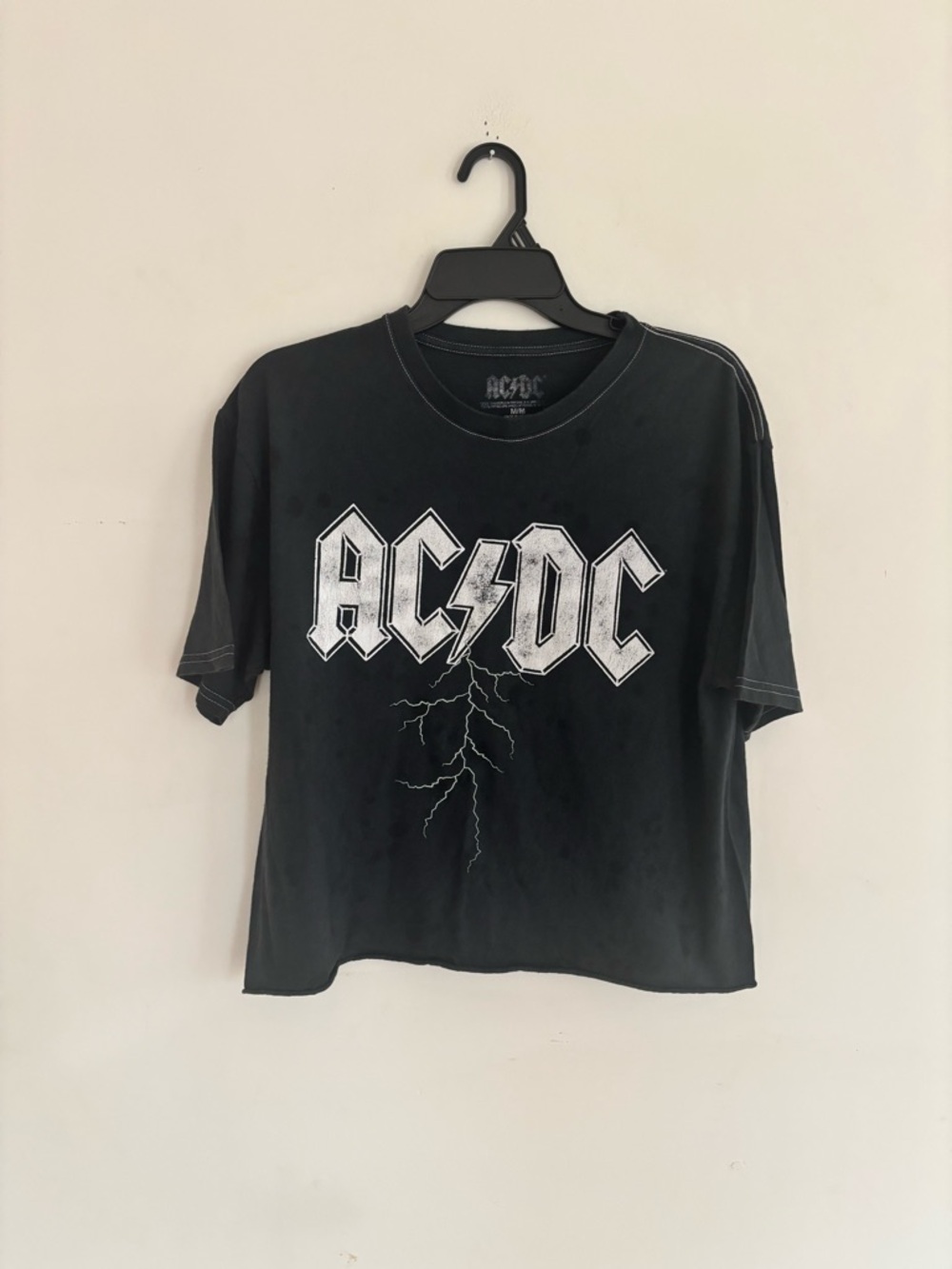 AC/DC Distressed Cropped Band Tee Size M